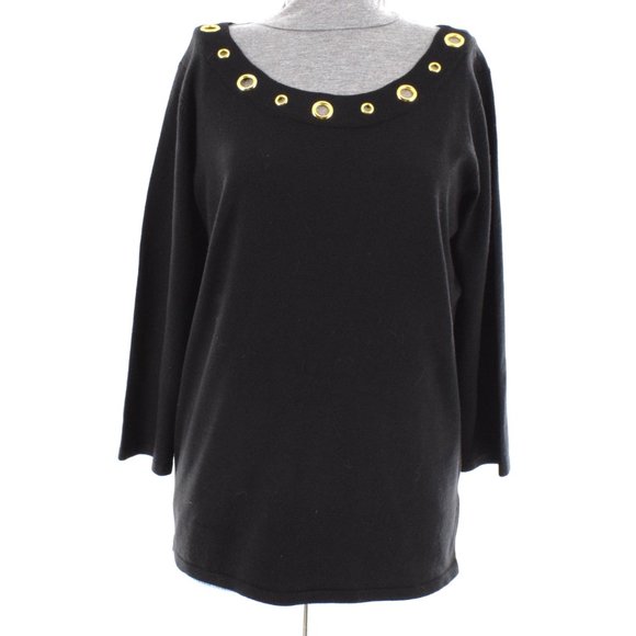 By Design Black Pullover with Grommet Trim L NWT - Picture 3 of 7